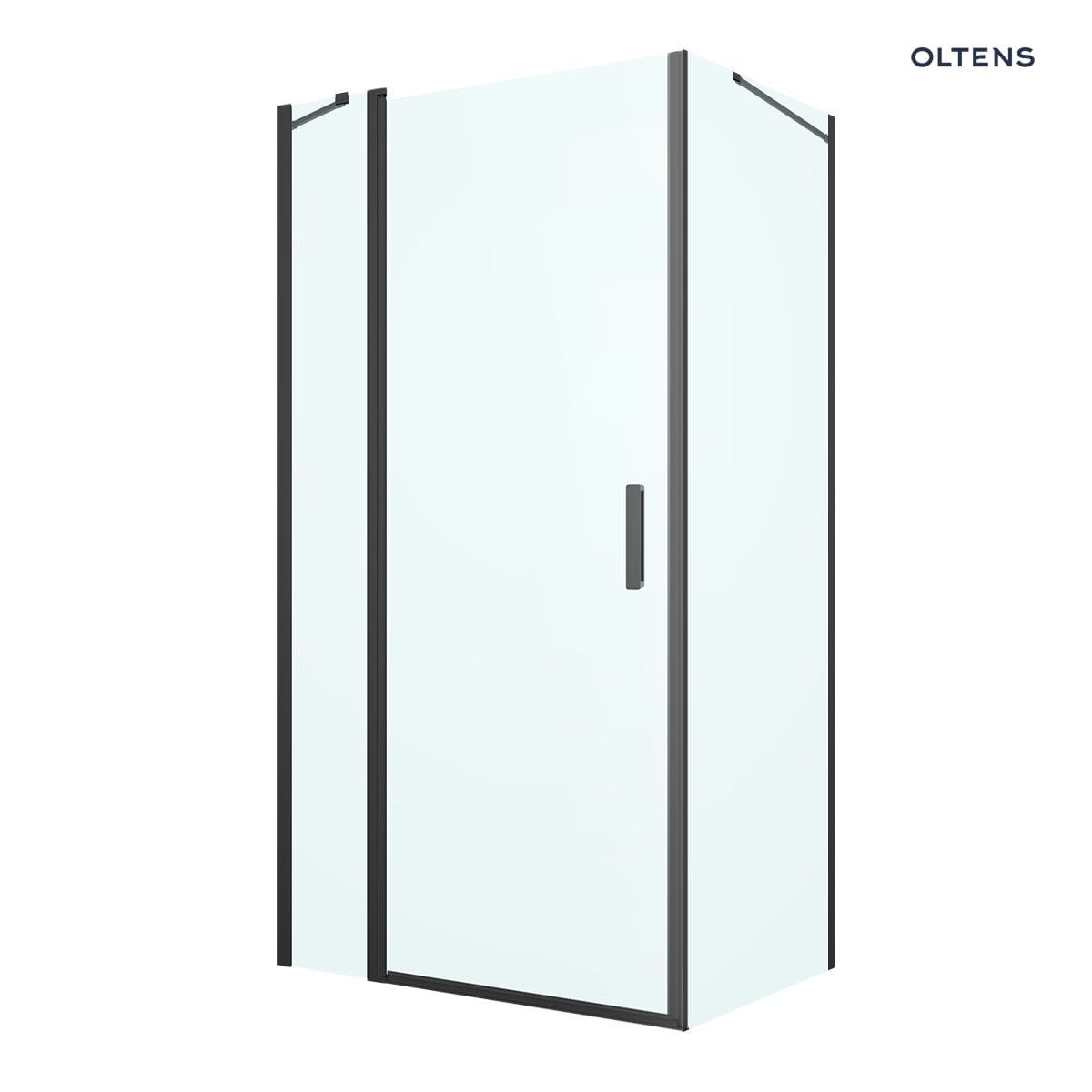 Oltens Verdal kabina prysznicowa 100x80 cm prostokątna drzwi ze ścianką czarny mat/szkło przezroczyste 20209300