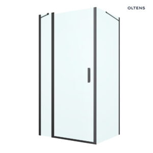 Oltens Verdal kabina prysznicowa 100x90 cm protokątna drzwi ze ścianką czarny mat/szkło przezroczyste 20211300