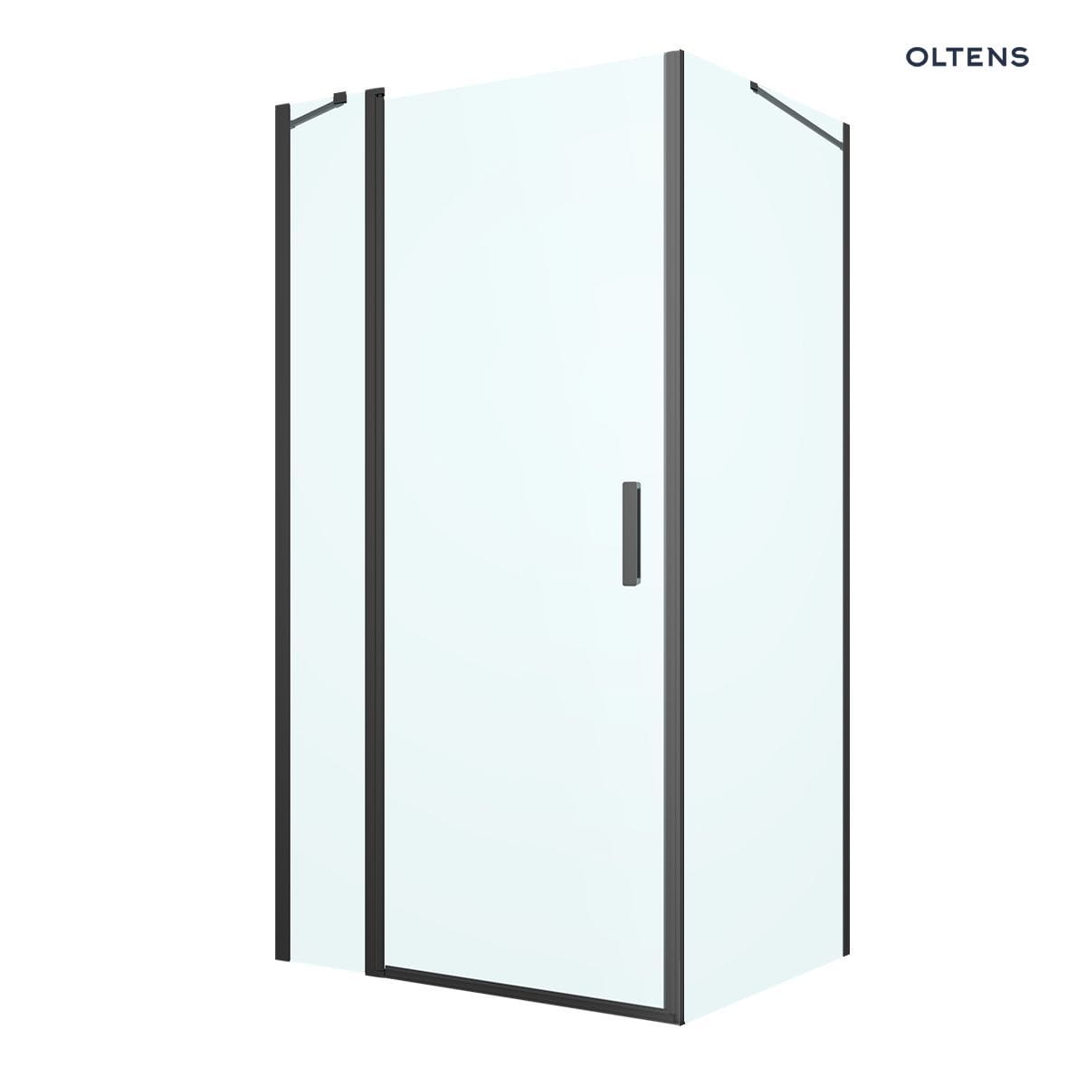 Oltens Verdal kabina prysznicowa 100x90 cm protokątna drzwi ze ścianką czarny mat/szkło przezroczyste 20211300