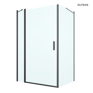 Oltens Verdal kabina prysznicowa 120x100 cm prostokątna drzwi ze ścianką czarny mat/szkło przezroczyste 20214300