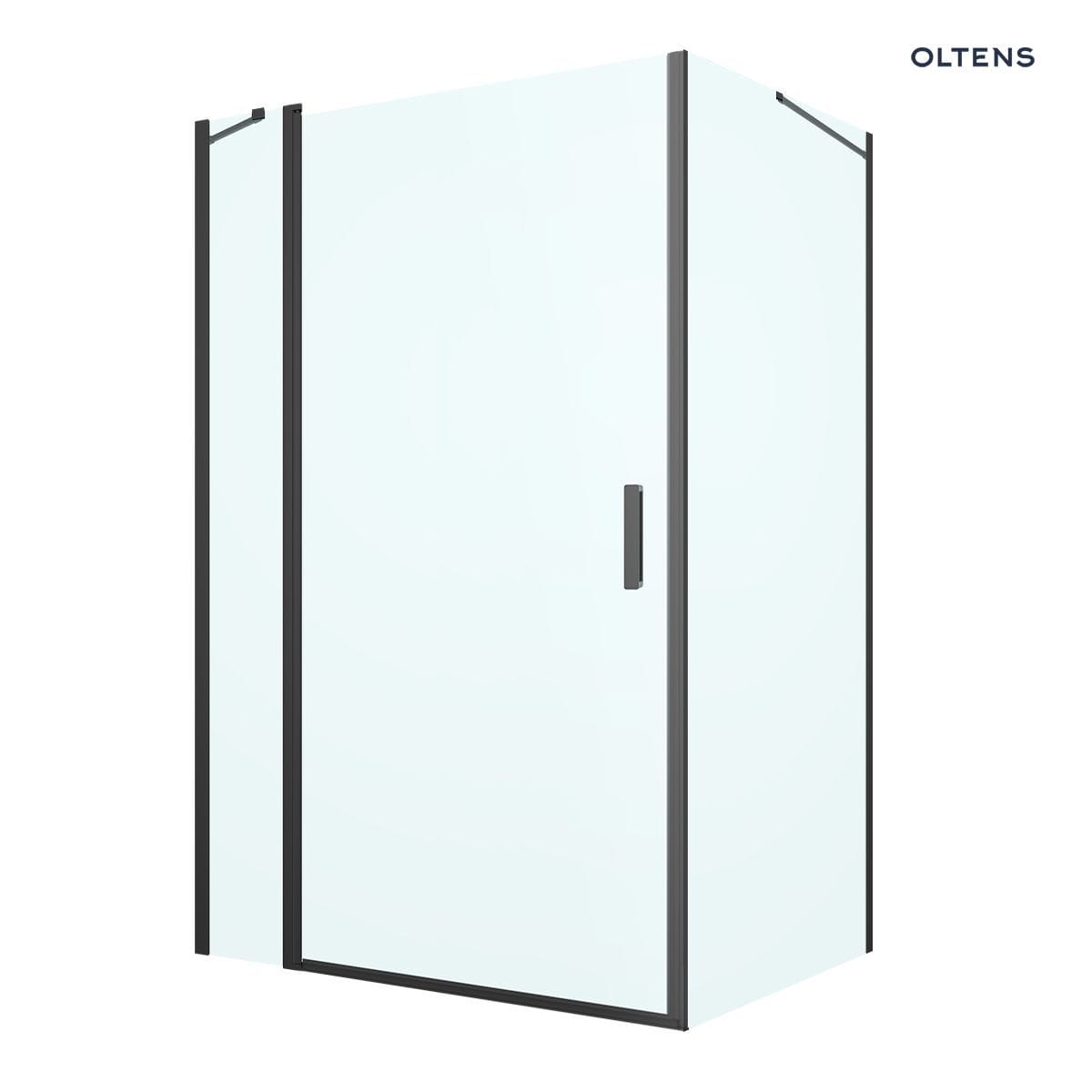 Oltens Verdal kabina prysznicowa 120x100 cm prostokątna drzwi ze ścianką czarny mat/szkło przezroczyste 20214300