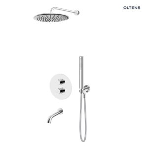 Zestaw Oltens Katla bateria podtynkowa termostatyczna z deszczownicą 30 cm Sondera i kompletem prysznicowym Ume chrom 36611100