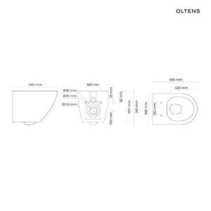 Oltens Hamnes Kort miska WC wisząca PureRim z powłoką SmartClean biała 42519000