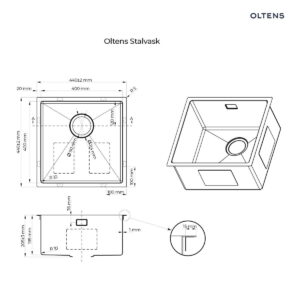 Oltens Stalvask zlewozmywak stalowy 1-komorowy 44x44 cm czarny 71100300