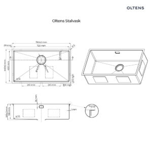 Oltens Stalvask zlewozmywak stalowy 1-komorowy 76x44 cm czarny 71102300