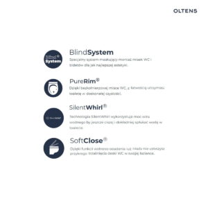 Zestaw Oltens Hamnes Stille miska WC wisząca PureRim z deską wolnoopadającą Ovan Slim biały 42022000