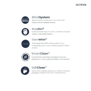 Zestaw Oltens Hamnes Stille miska WC wisząca PureRim z powłoką SmartClean z deską wolnoopadającą Ovan Slim biały 42522000