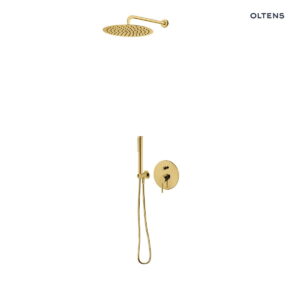Zestaw Oltens Molle bateria podtynkowa z deszczownicą 30 cm Vindel i kompletem prysznicowym złoto szczotkowane 36600810